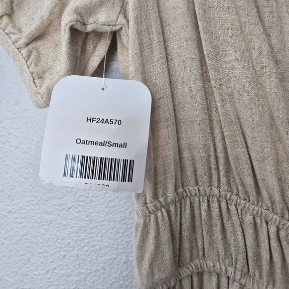 HYFVE - Neutral Puff Sleeve Wide Leg Jumpsuit - Size Small - Picture 4 of 13
